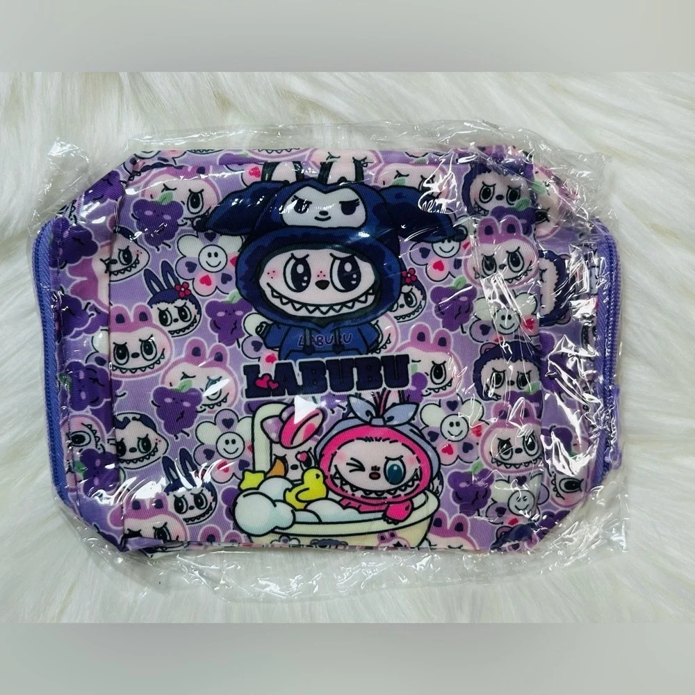 Kids Labubu Cartoon Bath Pouch - Purple, Pink, and blue